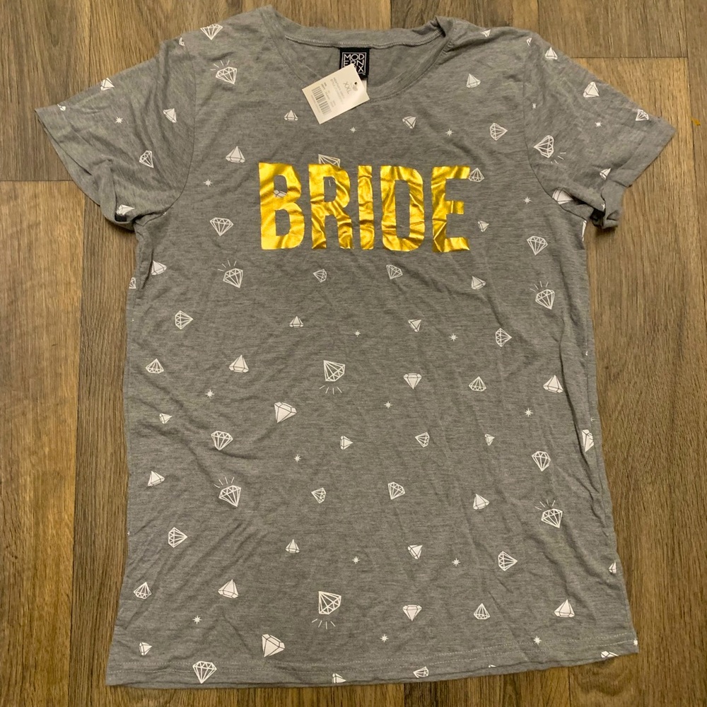 Gold Foil Diamond Print BRIDE Tee